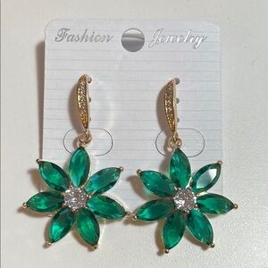 Emerald Green Flower Earrings
